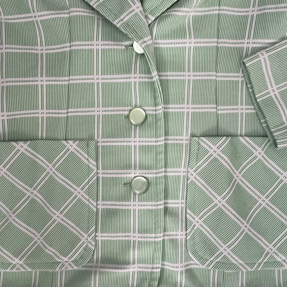 Vintage 60s 70s Kmart Polyester Leisure Suit Jacket Shirt Blazer Plaid Womens M - Picture 3 of 13